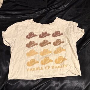 Saddle Up Darlin' Graphic Crop Top - Cream